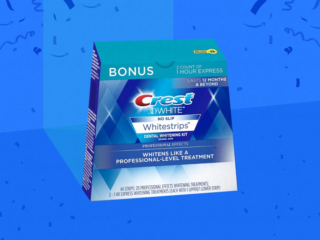 Our favorite Crest Whitestrips teeth-whitening kit is discounted from $50 to $28 during Prime Day 2021