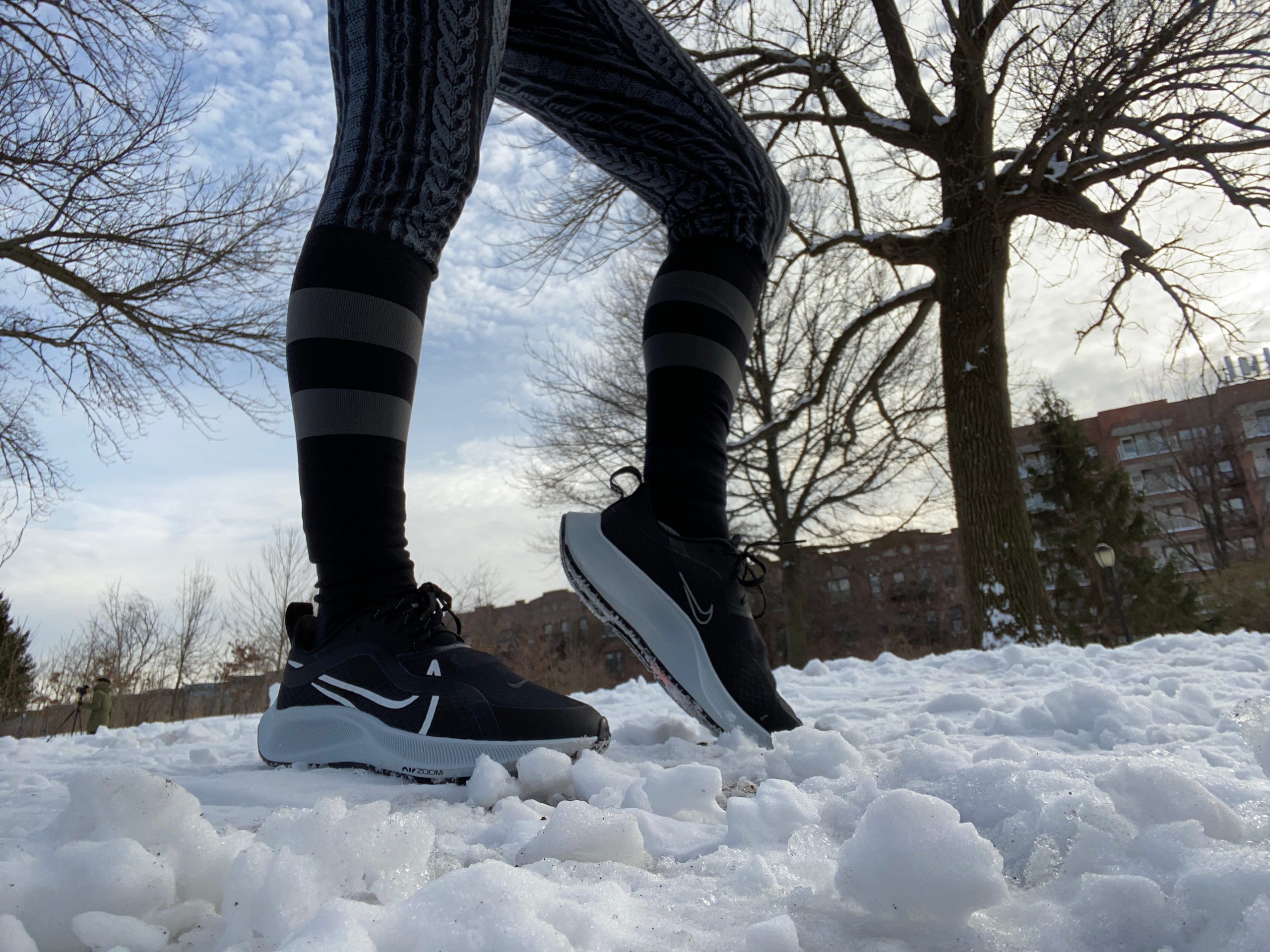 Fitness writer Mallory Creveling taking the Nike Air Zoom Pegasus 37 Shield out for a winter run.