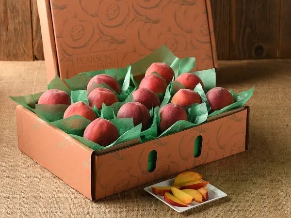 A big gift box of Georgia peaches from Goldbelly