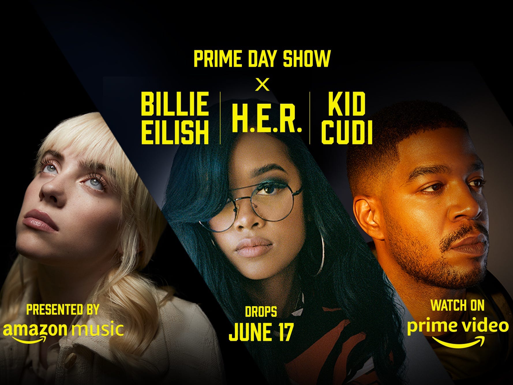 Amazon Prime Day Show features Billie Eilish, H.E.R. and Kid Cudi.