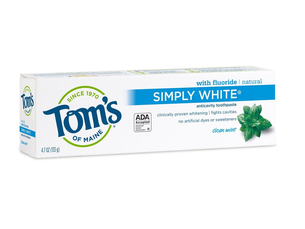 Tom's of Main Simply White Toothpaste on a white background