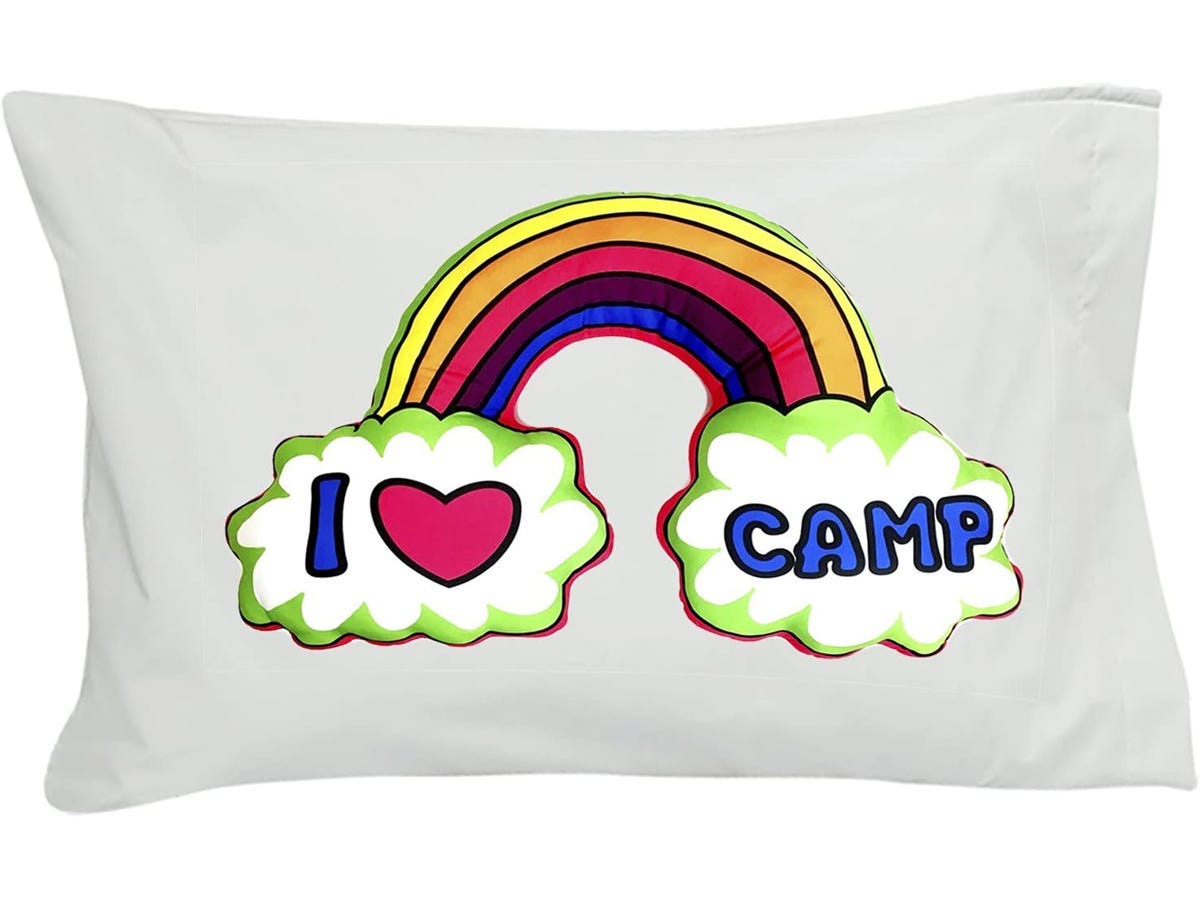 The Camp Autograph Pillowcase with a Rainbow image on a white background