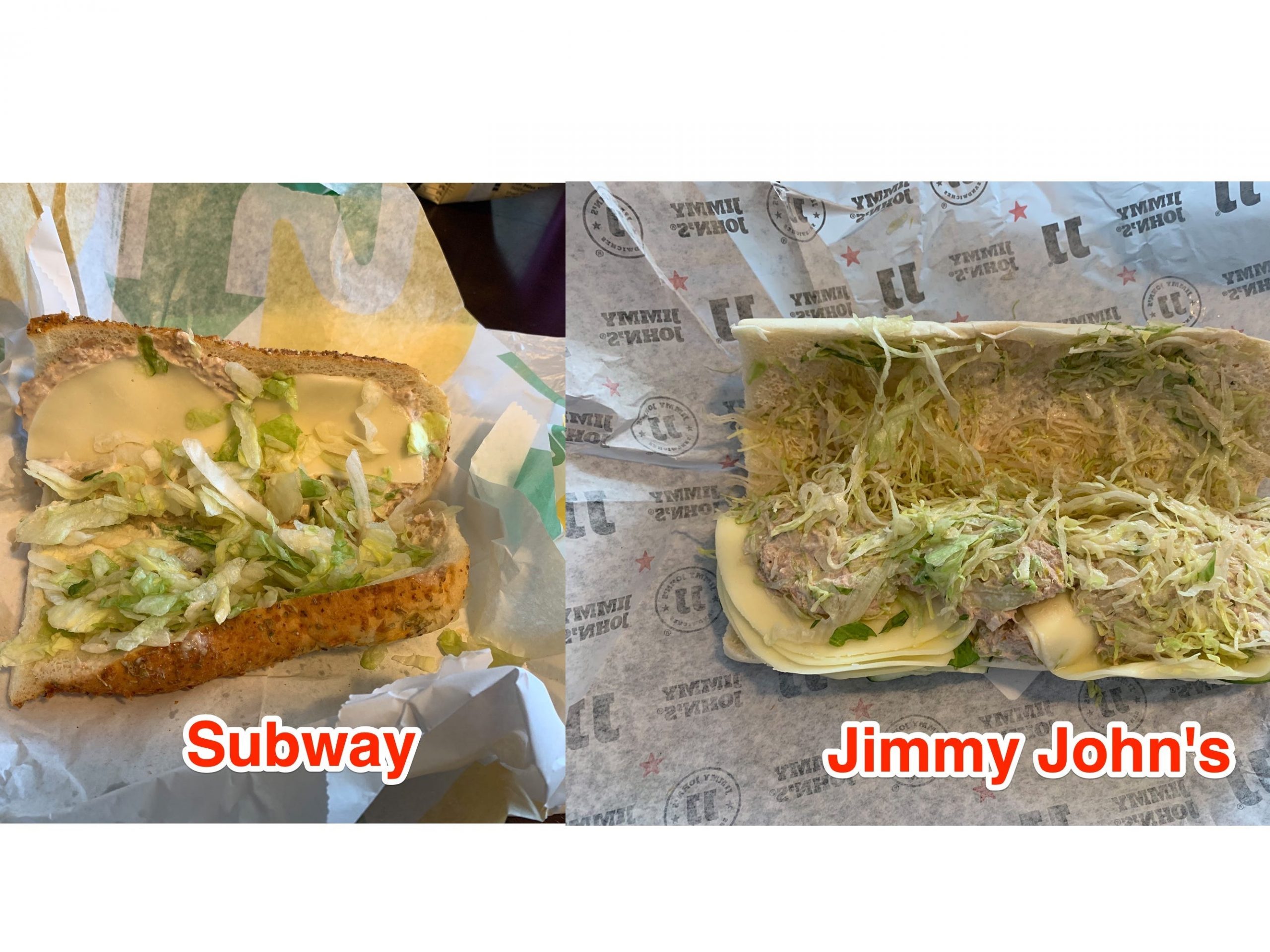 Subway tuna vs Jimmy John's tuna sub