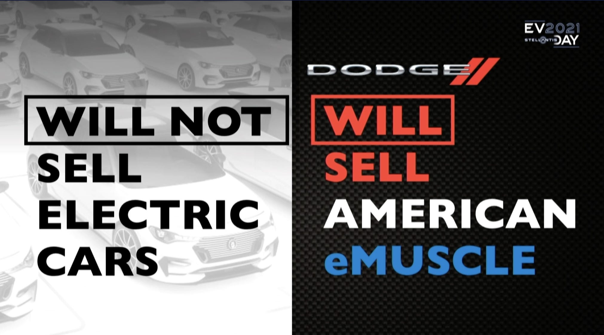 Dodge electric vehicle plans slide.