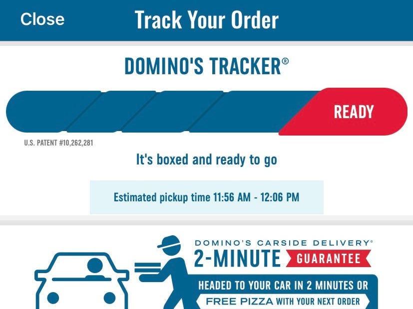 Domino's order tracker