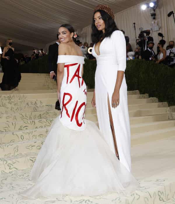 ‘Medium is the message’: AOC’s ‘tax the rich’ dress turns heads at Met Gala (theguardian.com)
