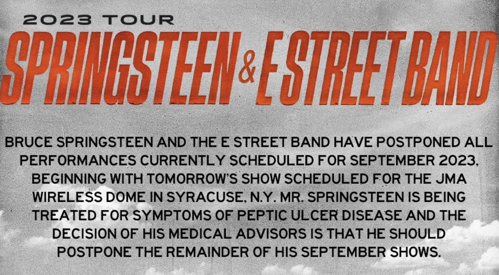 Bruce Springsteen postpones September shows to treat peptic ulcer disease (usatoday.com)